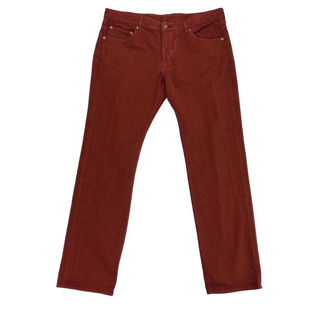 Ted Baker Mens Jeans 38 x‎ 32 Tinned Sardines Orange Brown 5-Pocket Straight Leg
